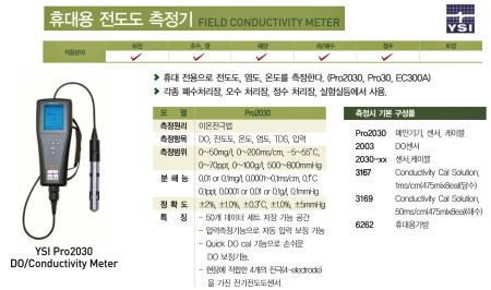 Pro2030 염분,전도도 TDS DO 측정기 YSI